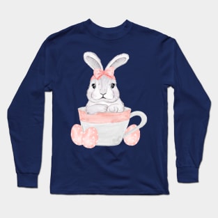 Bunny Inside Cup Watercolor Long Sleeve T-Shirt